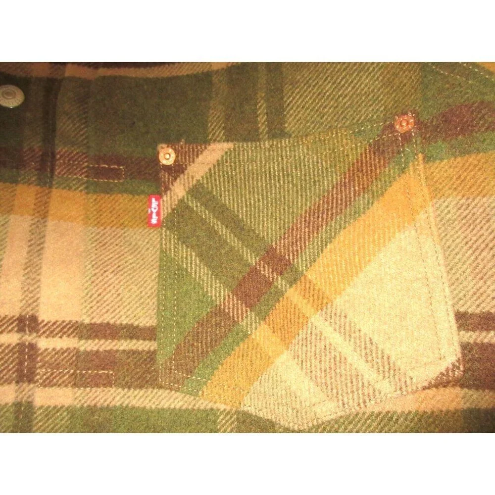 Levi's Strauss Men's Brown Plaid Sherpa Lined Classic Trucker Jacket NWT